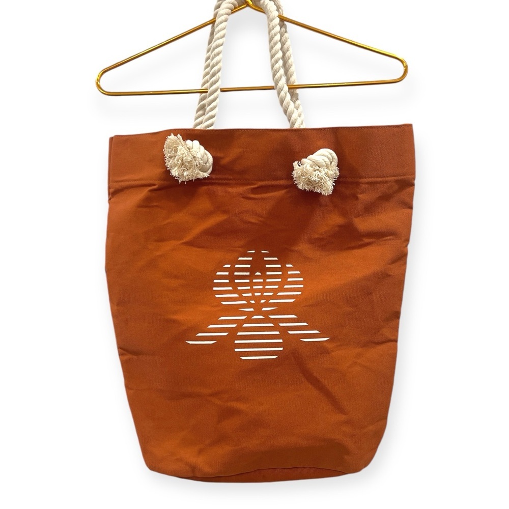 Bergdorf Goodman Sisley Paris Orange White Rope Handle Large Tote Hand Bag NWOT​ - Picture 9 of 9